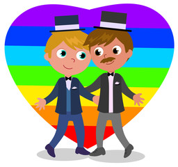 Gay couple marriage vector illustration