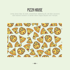 Pizza concept with thin line icons. Vector illustration for flyer, banner or menu of restaurant.