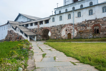 In the courtyard of the Spaso-Preobrazhensky Solovetsky monastery.