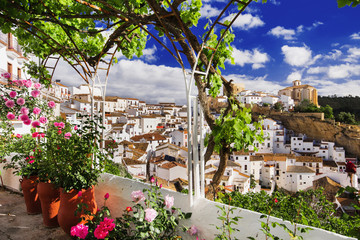 Setenil de las Bodegas village, one of the beautiful white villages (Pueblos Blancos) of Andalusia,...