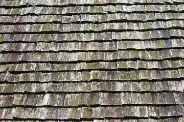 The plank wooden roof tile background.