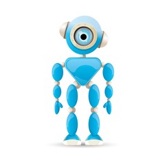 vector funny cartoon blue robot character
