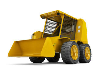Hydraulic wheeled loader. Perspective. 3D illustration