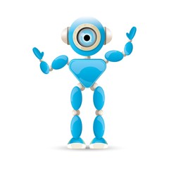 vector funny cartoon blue robot character