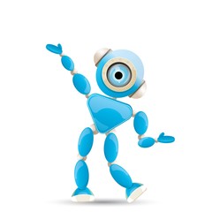 vector funny cartoon blue robot character