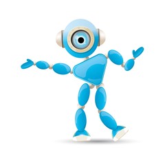 vector funny cartoon blue robot character
