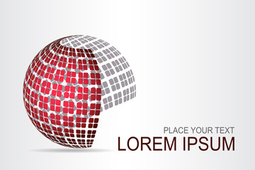 Logo stylized spherical surface with abstract shapes