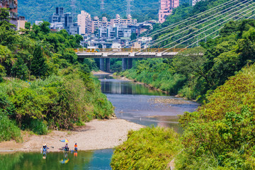 Fototapeta premium Rural river scenery in Shenkeng district