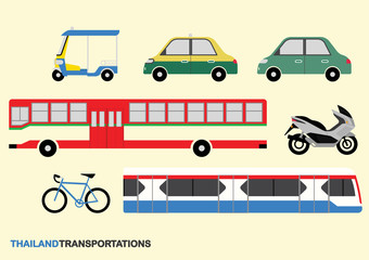 Thailand Transportation Collection Info Graphic Vector Illustration