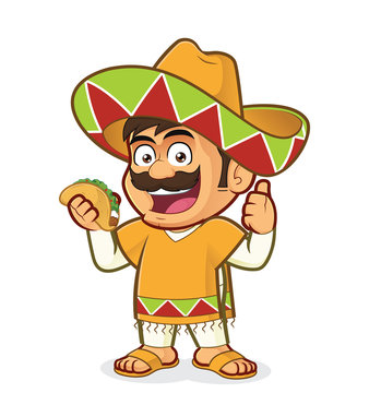 Mexican man holding a taco