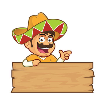 recommend clip art: Mexican man with a wooden sign