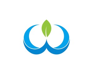 Wavy Water Leaf Eco Logo