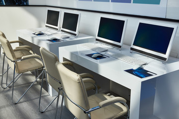 Workplaces with computers for company employees