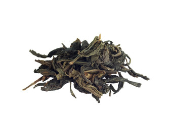 dry leaf tea on a white background