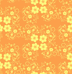 Abstract, floral background, seamless, orange