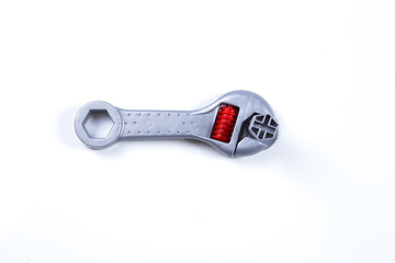 Kids construction toys tools , plastic gray and red  toy adjustable wrench