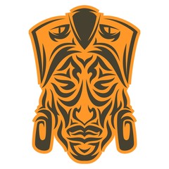 Ethnic mask icon or inca flat mask. Tribal ethnic mask vector illustration