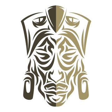 Ethnic mask icon or inca flat mask. Tribal ethnic mask vector illustration