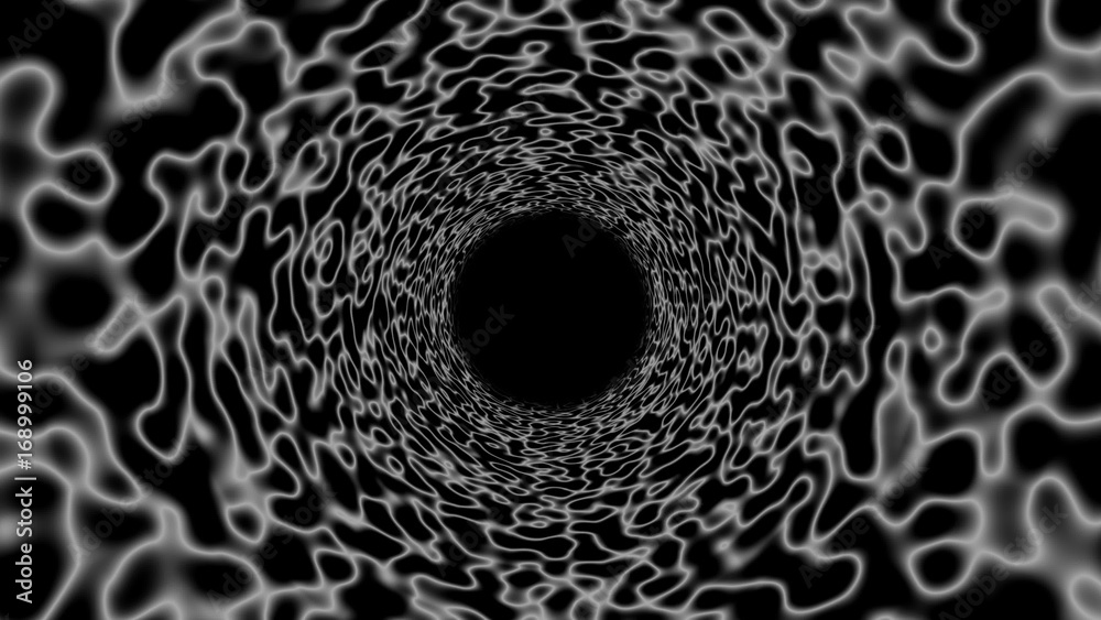 Poster abstract backgrund with psychedelic tunnel. 3d rendering
