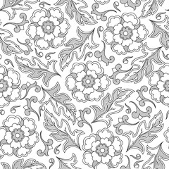Sewing fabric with Pattern with abstract flowers. Coloring book page ...