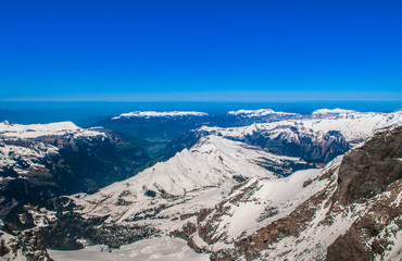 Fototapeta na wymiar Swiss Alps, The Snow Mountain Landscape of Switzerland.