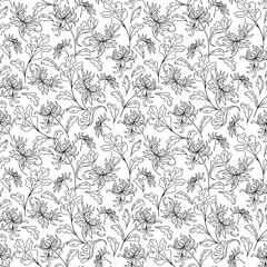 Pattern with abstract flowers. Coloring book page