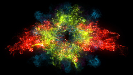 Abstract background with Shockwave explosion on black backdrop. 3d render