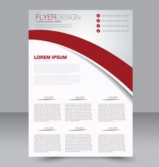 Abstract flyer design background. Brochure template. To be used for magazine cover, business mockup, education, presentation, report.  Red color.