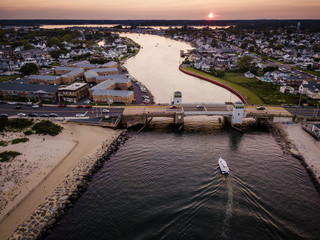 Aerial of Belmar NJ Sunset