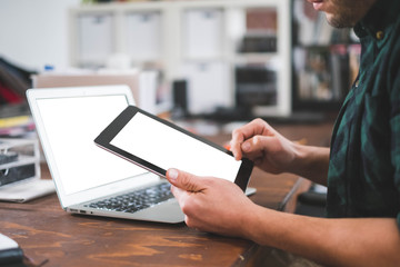 Businesstable with laptop and tablet