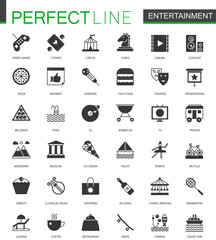 Black classic Entertainment icons set.
