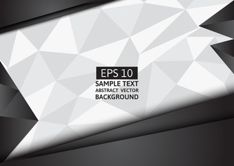 black and white, polygon vector background with copy space