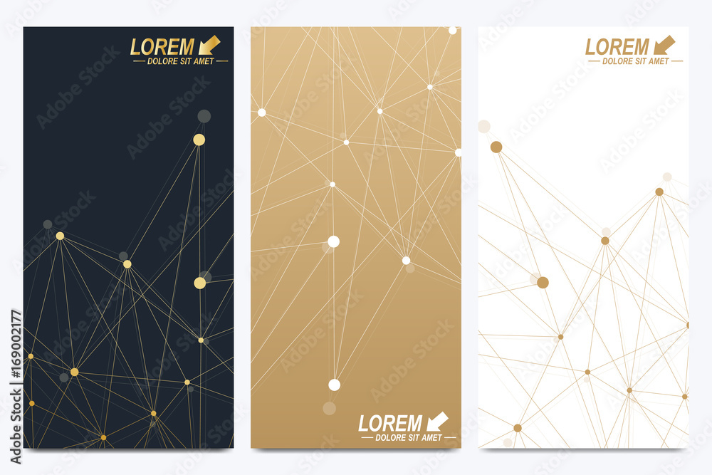 Aufkleber modern golden set of vector flyer, banners. modern stylish polygonal pattern with connected line and