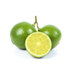 fresh lime on white background