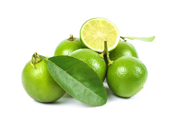 fresh lime on white background