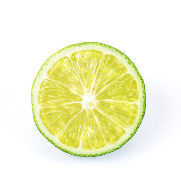 fresh lime on white background