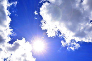 Sunny day background, blue sky