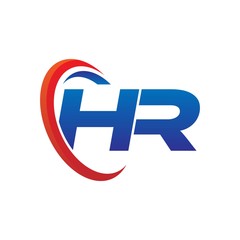 modern dynamic vector initial letters logo ha with circle swoosh red blue