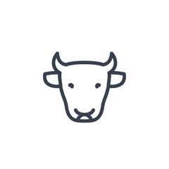 Fototapeta premium cattle icon, cow head front view, cattle farm linear sign