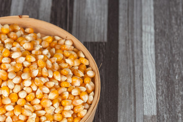 corn seed in bamboo basket