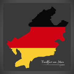 Frankfurt am Main map with German national flag illustration