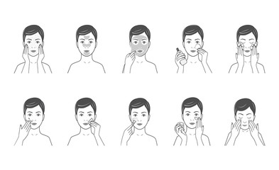 Fototapeta premium Instructions for facial care: nutrition, moisturizing, toning.