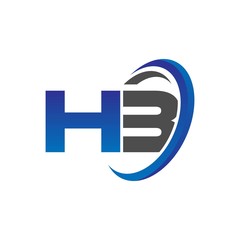 vector modern initial logo letters ha with circle swoosh blue gray