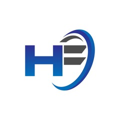 Obraz premium vector modern initial logo letters ha with circle swoosh blue gray