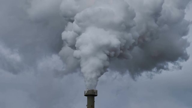 Billowing steam from smoke stack close up 4k, 60 fps for slow motion
