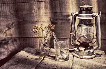 Old kerosene lamp