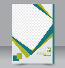 Brochure template. Business flyer. Annual report cover. Editable A4 poster for design education, presentation, website, magazine page. Green color.