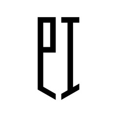 initial letters logo pi black monogram pentagon shield shape