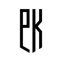 initial letters logo pk black monogram pentagon shield shape