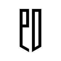 initial letters logo po black monogram pentagon shield shape